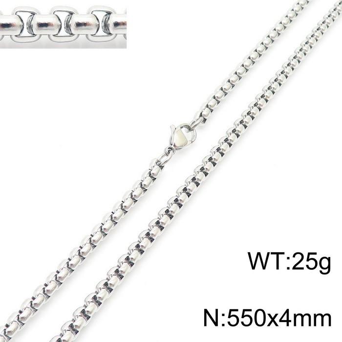 Square Pearl Stainless Steel Titanium Necklace for Men and Women