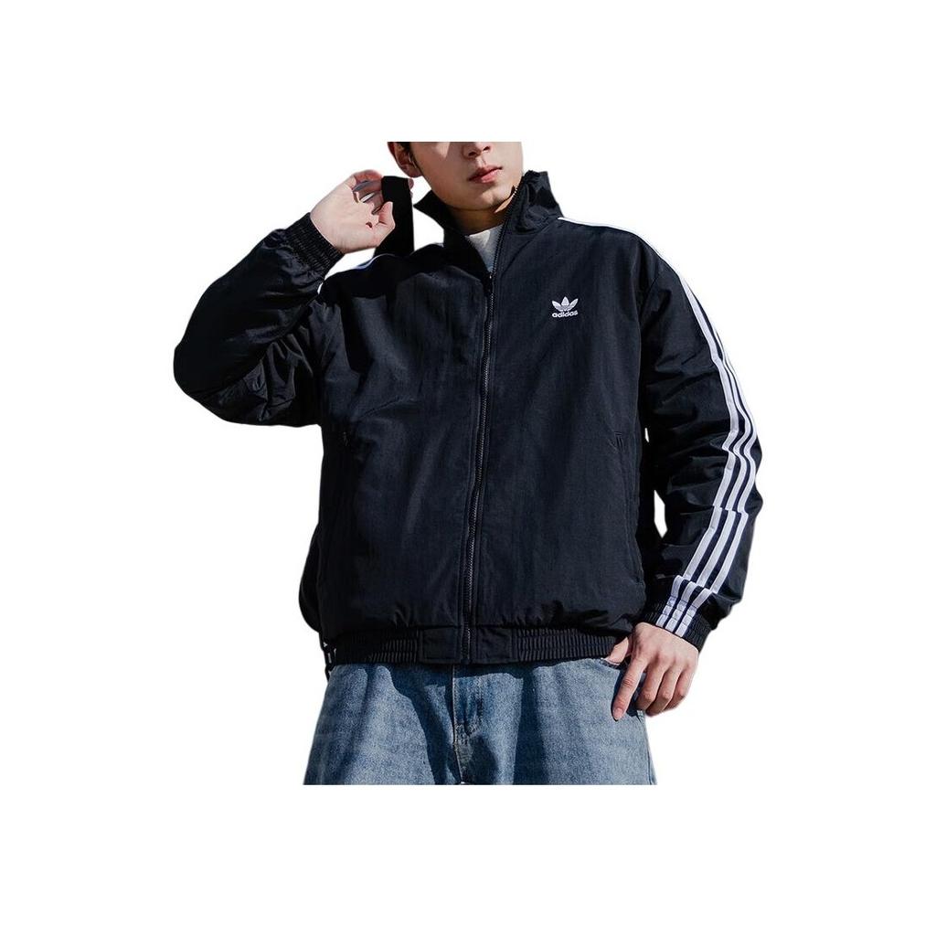 Adidas Originals Firebird Woven Stand Collar Retro Fashion Loose Versatile Logo Jacket Men Jacket Black KB2466
