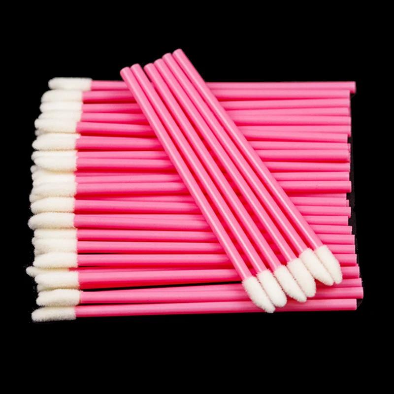 CNKESS 50Pcs Disposable Lip Brushes Lipstick Gloss Applicators Makeup Swabs Micro Cleaning Brush Tools For Eyelash Extension