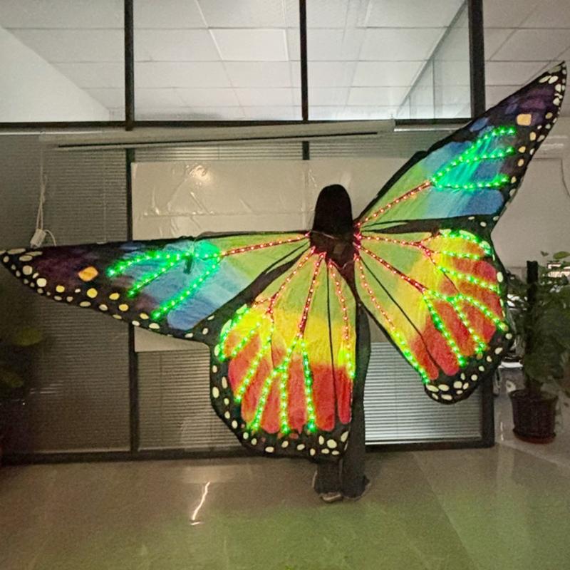 24TE Comfortable Wearable Butterfly Wing with LED Light for Halloween Dance Parties