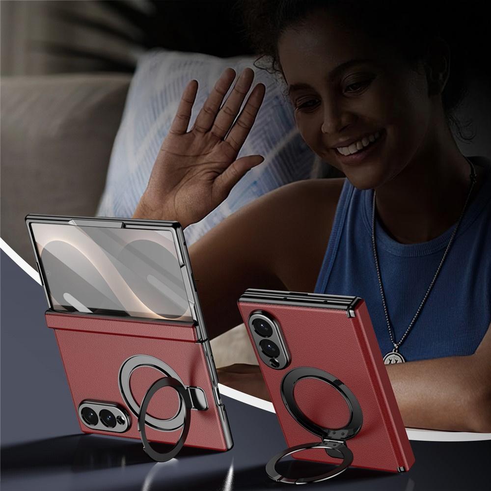 Samsung Galaxy Z Fold 8 case with stand and external screen glass, MagSafe-compatible, red