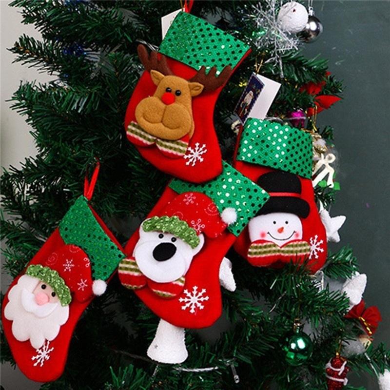 Christmas Santa Socks Cute Ornaments Festival Party Xmas Tree Hanging Decoration Ornaments Decor KTY