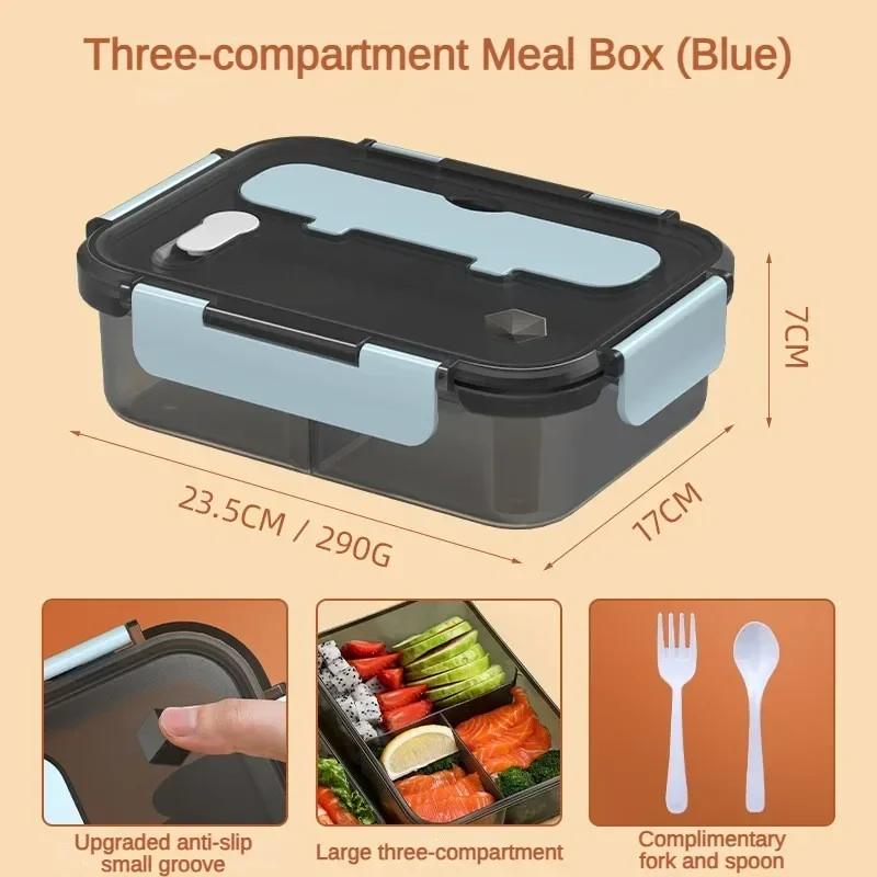 Compartment 1500ML Portable Lunch Box Kids Students Office Bento Box with Fork and Spoon Microwave Food Storage Container