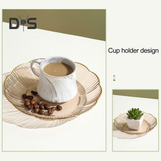 Transparent Fruit Plate Golden Edge Stackable Snacks Serving Platter Unbreakable Round Salad Dessert Dinner Plate Dining Room Supplies