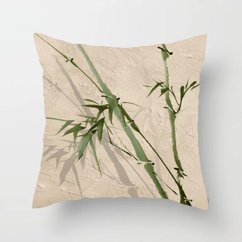 Natural Flower Pattern Square Polyester Pillowcase, Sofa Living Room Decorative Cushion Cover, Bedroom Bedside Pillow Cover