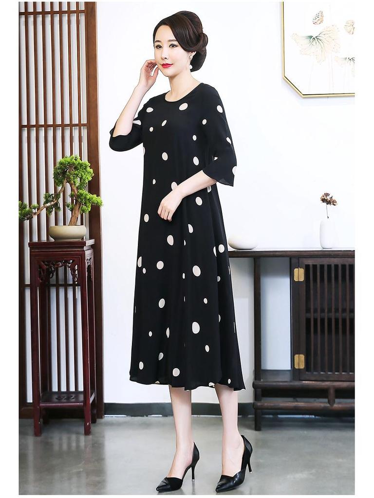 2023 New Women's Plus Size Polka Dot Mulberry Silk Dress - Celebrity Style & Elegant