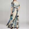 European & American Bohemian Chiffon One-shoulder Swing Dress