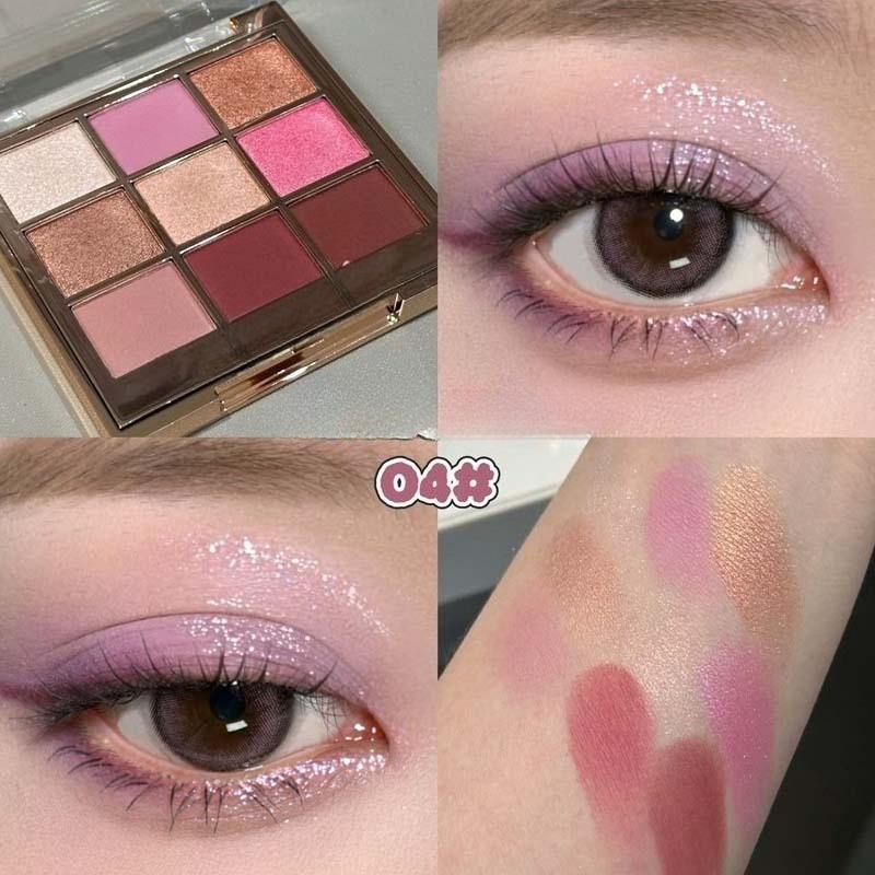 9barevná matná třpytivá paleta očních stínů, diamantové třpytky, tělové lesklé líčení