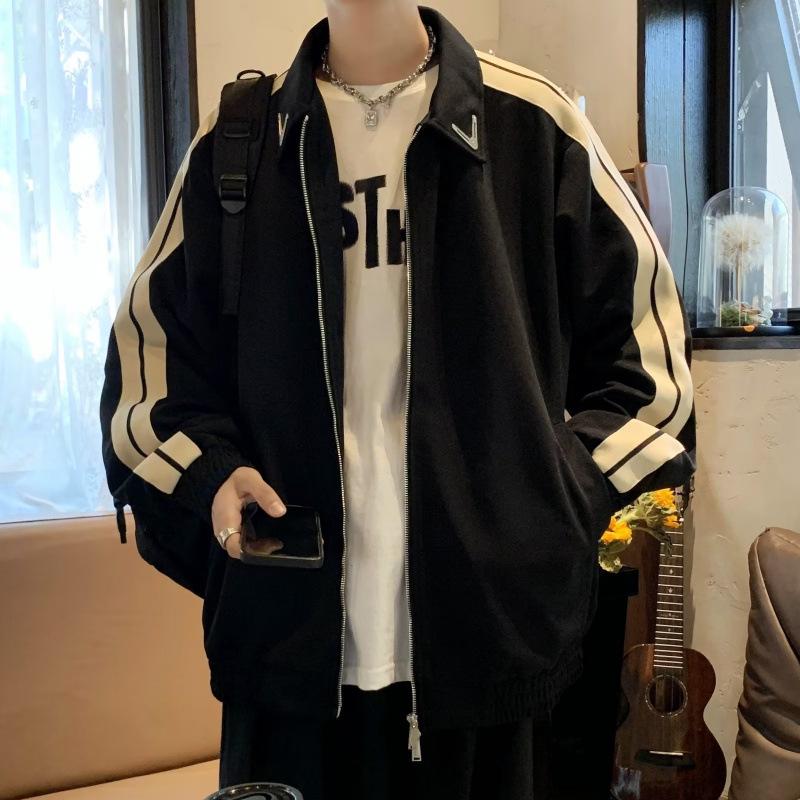 Men s Hong Kong Style Casual Loose Lapel Jacket - Trendy Spring/Autumn Top M чёрный