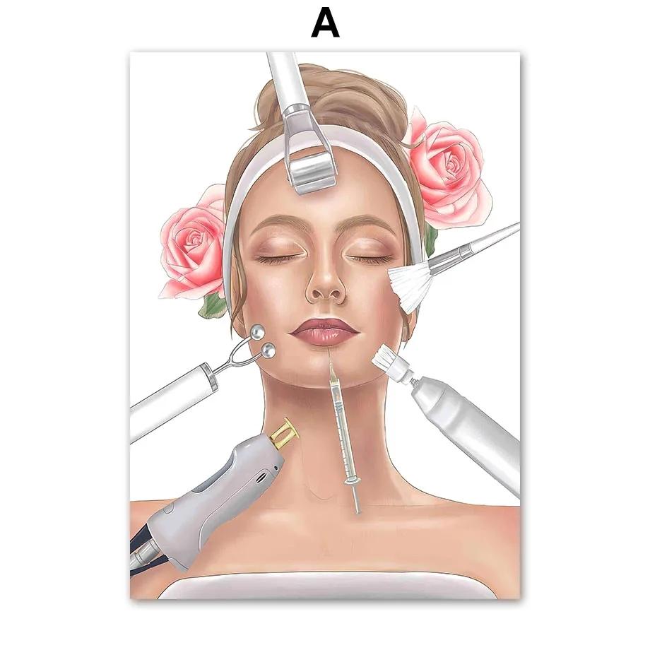 

Модный салон красоты, медицинский спа-косметолог, женский уход за лицом, скандинавская настенная живопись на холсте, печать, плакат, фотографии, декор для комнаты для девочек 40x60cm No Framed