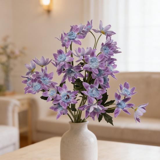 Artificial Flower 25" Fake Flower Bouquet 3 Stem Faux Floral Branch for Home Wedding Party Centerpiece Dining Table Vase Decor