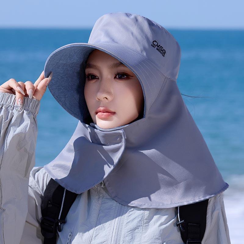 Summer Ice Silk Sun Hat For Women New Neck Protection Integrated Sunshade Hat High Aesthetic Outdoor Cycling Sun Cap