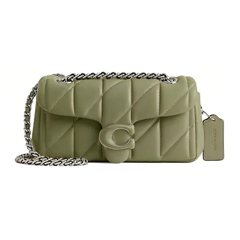 Coach Tabby 20 Logo Jacquard Quilted Flap Napa Leather Shoulder Bag Women handbags Moss-Green CP145-LHMOS