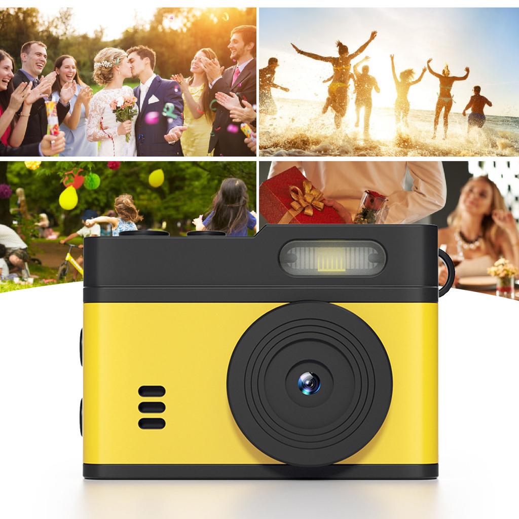 Keychain Camera 0.96inch HD Display 1080P 12MP Vintage Compact Camera with LED Fill Light for Travel Campus
