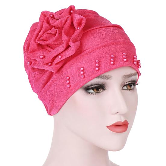 Fashion Flower Floral Beads Women Head Wrap Hat Head Protective Cover Case Gift