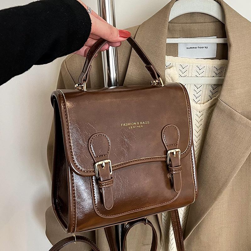 

Wholesale British retro style high quality portable small square bag casual versatile college style backpack women