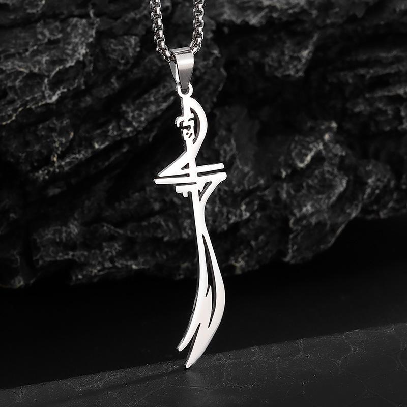 Collier pendentif épée minimaliste en acier inoxydable Bijoux Hip Hop pour hommes Collier épée d'imam musulman pour femmes