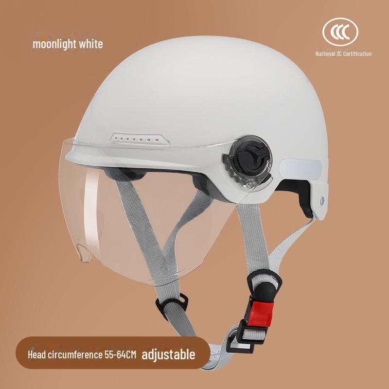 

Универсальный шлем для электромобиля, сертифицированный 3C: Дышащий всесезонный полушлем для мужчин и женщин с защитой от солнца для летней езды Basic model - white [HD transparent lens] белый