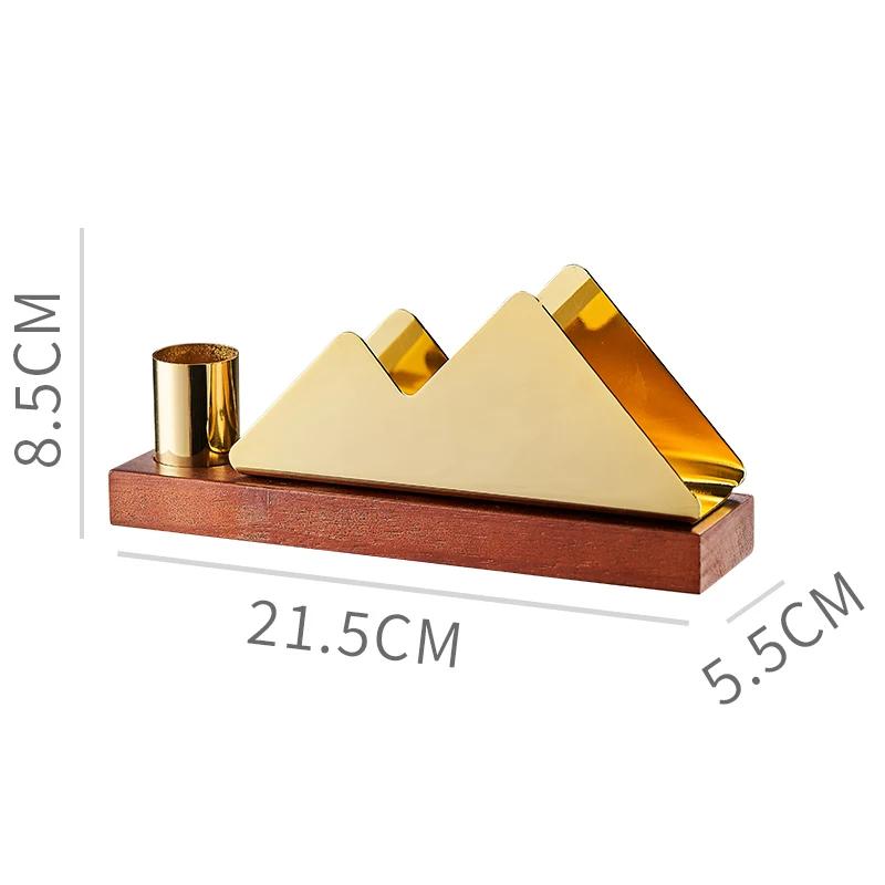 Stainless Steel Tissue Holder Toothpick Tube Gold-plated Napkin Storage Walnut Metal Napkin Rack Tableware Display Rack Gift