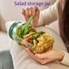 1PC Side Open Salad Making Storage Tool, Convenient Lunch Container with Seasoning Box