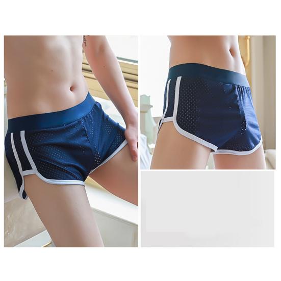 U-Shaped Crotch Design Men Panties Elastic Waist Seamless Breathable Mesh Shorts Briefs Summer