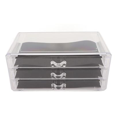 Transparenter Acryl 3 Schubladen Staubdicht Abnehmbare Schwarze Netzeinlagen Stapelbarer Schmuckorganizer