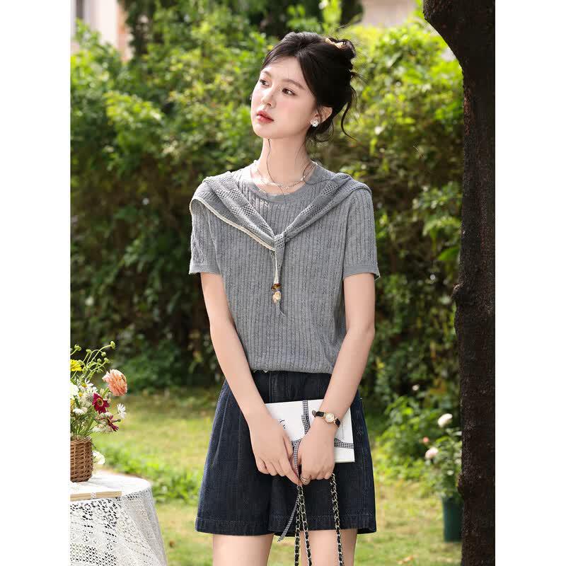 

Lu Xiangnan Women s Short Sleeve Knit Top S