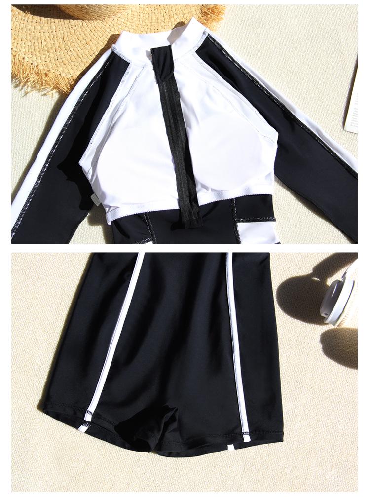 2026 Women's Long Sleeve One-Piece Swimsuit: Slimming, Tummy Concealing, Conservative Zipper for Surfing & Hot Springs