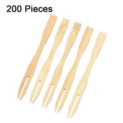 200 Pieces Multi-functional Bamboo Disposable Fruit Fork Mini Size Love Shaped Top Fruit Picks Eco-Friendly Sushi Sticks Wedding