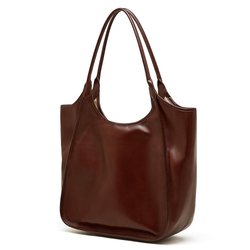 New First-layer Cowhide Messenger Bag, Vegetable Tanned Leather Women's Bag, Large-capacity Shoulder Bag, Commuter Shopping Bag, Underarm Bag.
