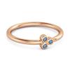 London Blue Topaz Triple Bezel Cluster Ring - 925 Sterling Silver Rose Gold Vermeil