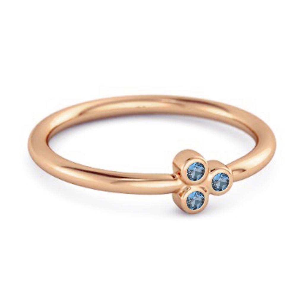 London Blue Topaz Triple Bezel Cluster Ring - 925 Sterling Silver Rose Gold Vermeil