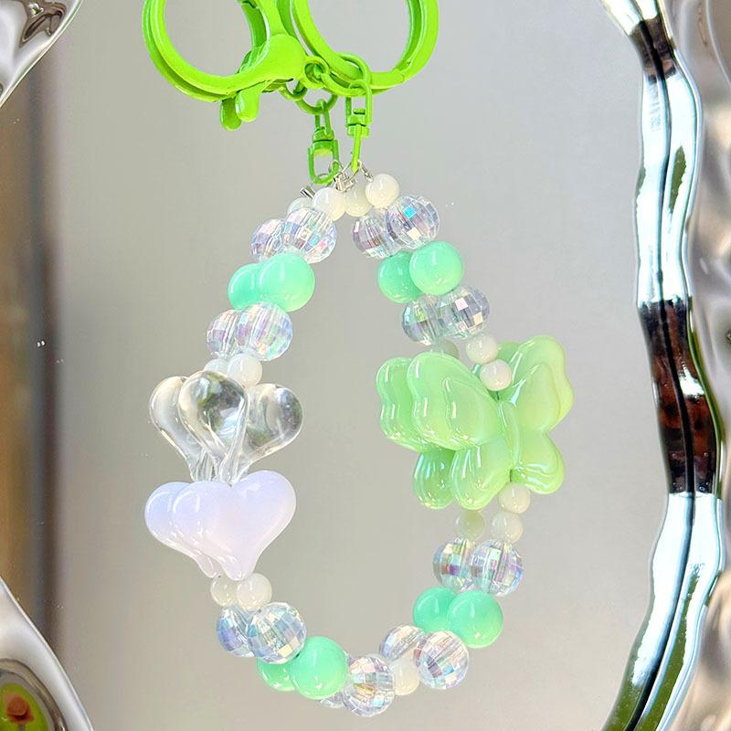 Butterfly Bowknot Beaded Mobile Phone Charm Strap Keychain Lanyard For Women Cute Girl Jewelry Phone Hanging Rope Holder Pendant