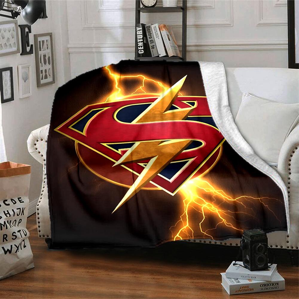 1pc Superman, Lightning Blanket Lightweight Flannel Throw For Sofa, Bed, Travel, Livingroom, Office, Couch, Chair, And Bed