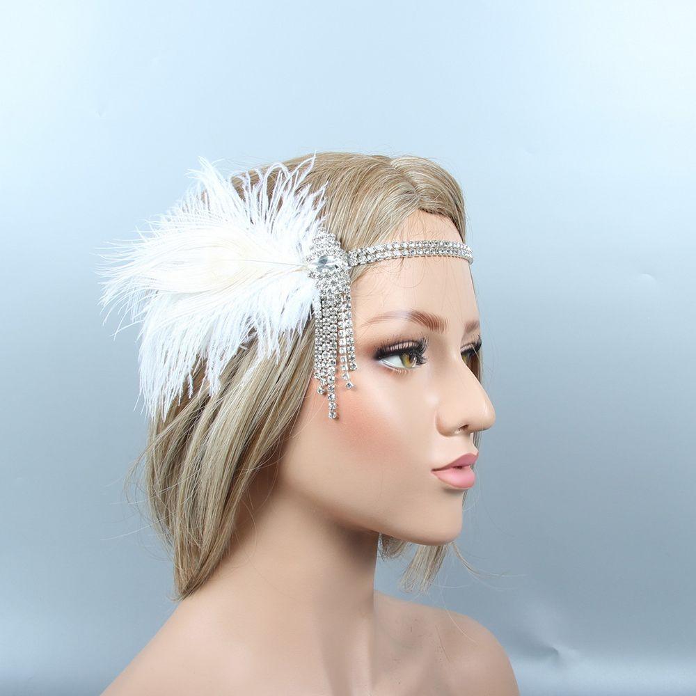 

Подарок Свадебные Девочки Аксессуары для Волос Корейский Стиль Повязка на Голову Женская Повязка для Волос Перьевой Обруч для Волос белый
