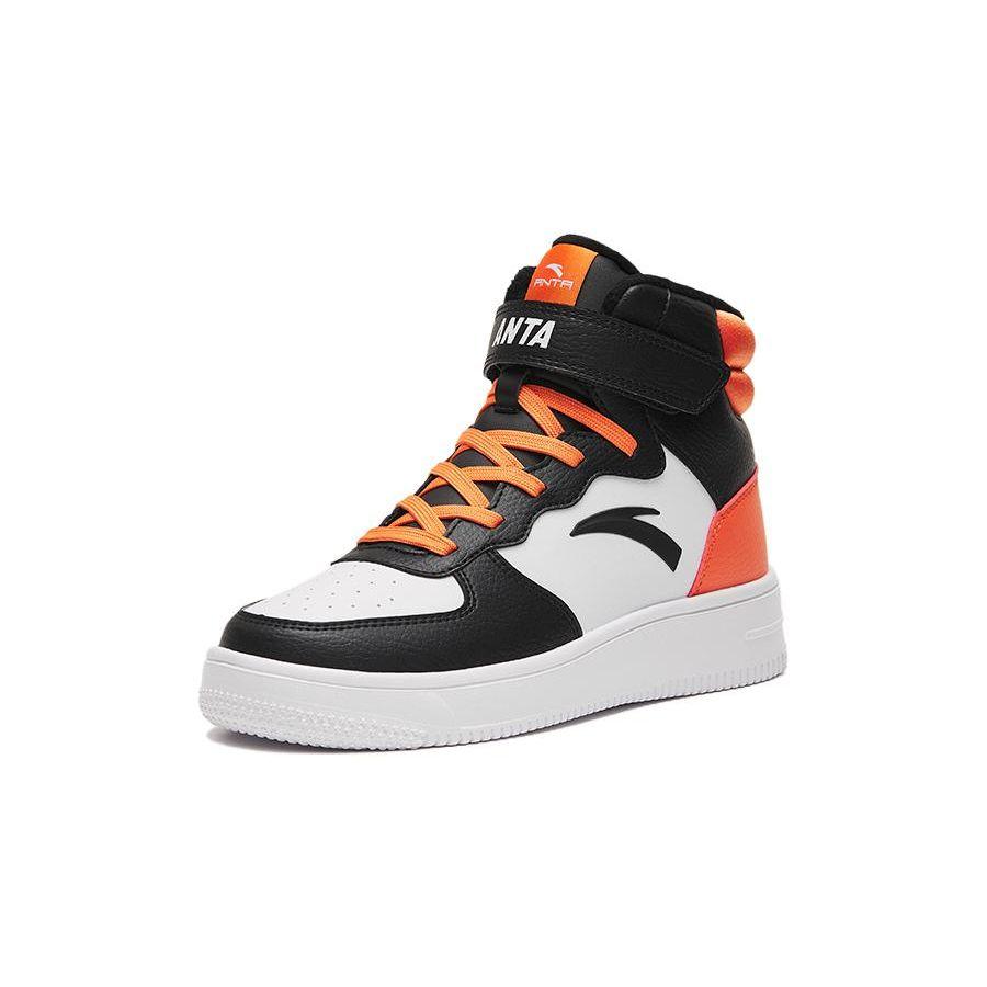 Anta Comfortable Fleece Lined Warm Simple Versatile High Top Sneakers Kids Sneakers Orange White Black A312246932J-3