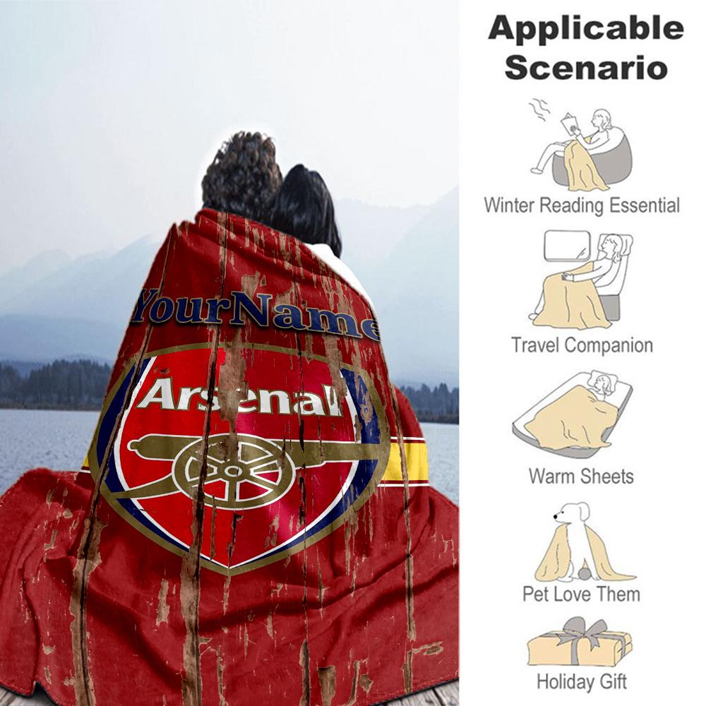Arsenal Personalized Text Blanket Cozy Customizable Blanket Soft Warm Cozy Throw For Home Decor Office Bedding Living Room All-Season Use