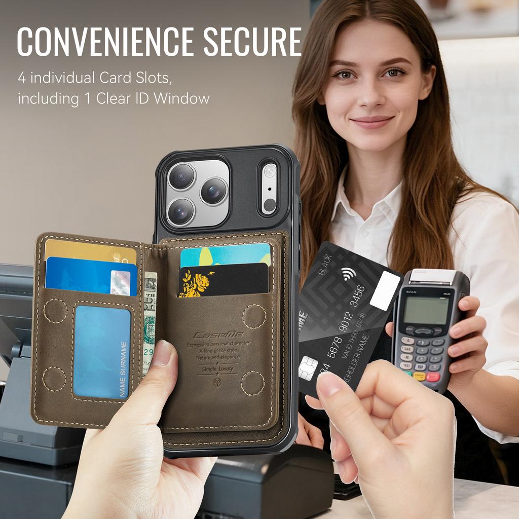 For iPhone 17 Pro Max Magnetic Case CASEME ME80 Series Leather PC TPU Phone Cover with Detachable Wallet