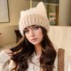 Women's Winter Hat with Cat Ears & Butterfly Brooch -Stretchy Foldable Beanie Soft Warm Ear Protection Hand Wash Only Winter Hat