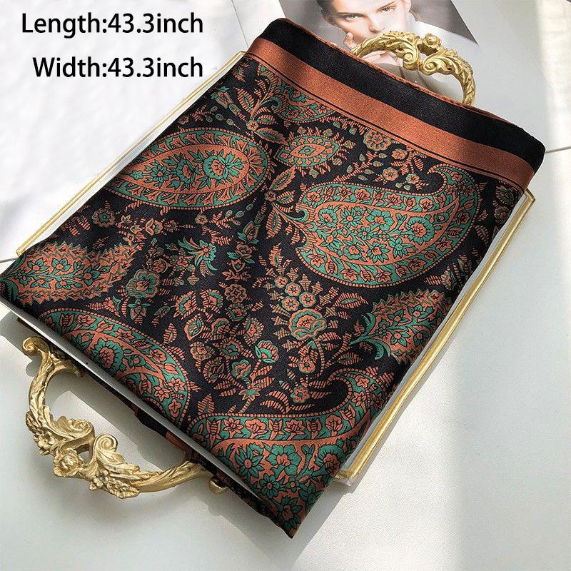 Paisley Print Square Scarf Vintage Imitation Silk Shawl Scarf Elegant Cashew Pattern Women Windproof Outdoor Head Wrap