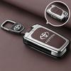 APQ4   Metal Leather Flip Car Key Fob Case Cover Keychain Ring For Toyota CHR C-HR Corolla Hatchback Sedan RAV4 LE Camry SE Hilux