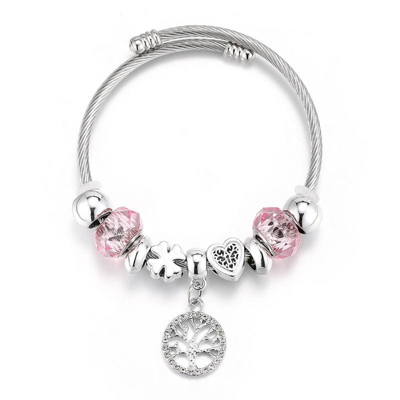 Panjia Stainless Steel Crown Beaded Bracelet Adjustable Bracelet Women's Fashion Jewelry Gift