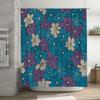Floral Shower Curtain Blue Purple Design for Bathroom Decor Waterproof Fabric Splash Backdrops Decoration with Rod Pocket Rings