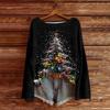Women's Casual Fashion Round Neck Top Christmas Print Long Sleeve Knit Pullover