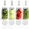 Fermentation Kit For Wide Mouth Mason Jars 4- Complete Pickling & Sauerkraut Setss With Stainless Steel Lid And Air Lock Valve