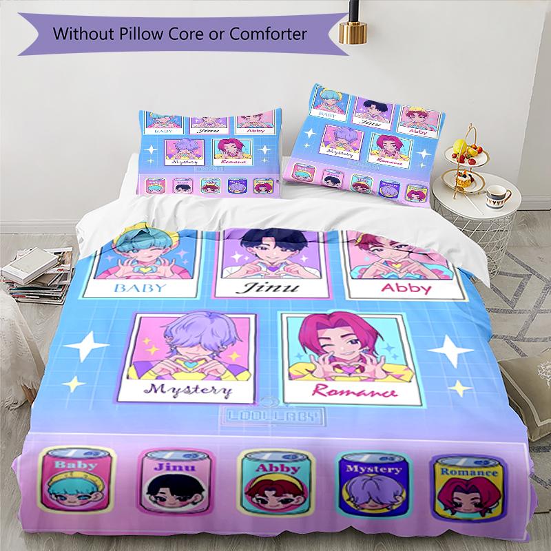 3pcs KPop Demon Hunters SAJA BOYS3 Design Cover Set - HD Printed Bedding with 1 Cover and 2 Pillowcases - Perfect for Home and Dorm Decor