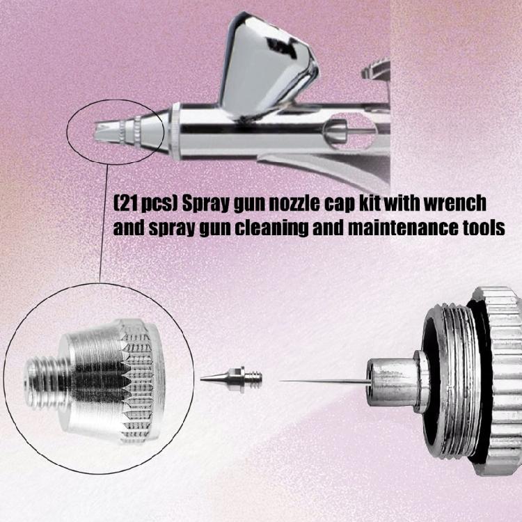 21Pcs Airbrush Tool Kit With Durability Nozzle Caps Replacement Needle Brushes Wrench for 130Series Sprayings Guns Parts