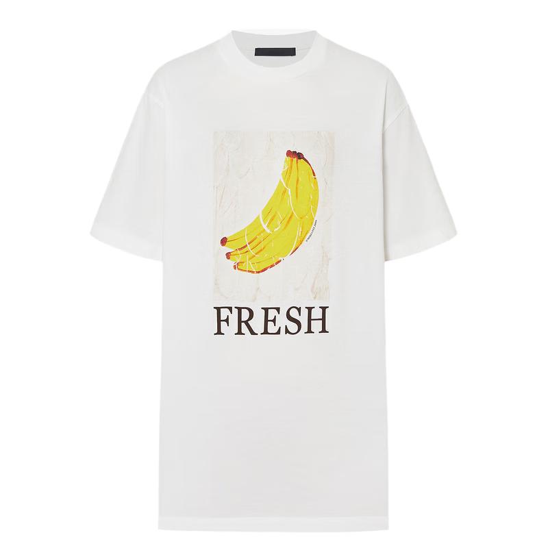 MO&Co. 2025 Summer Cool-Touch Cotton Fruit Print Cropped T-Shirt S