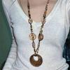 New Chinese Zen bronze feather necklace retro bohemian ethnic style double-layered long sweater chain women