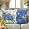 4 Pezzi Ortensia Blu Motivo Floreale Primaverile Federa Decorazione Casa Cuscino per Divano Soggiorno Poliestere Copricuscino con Cerniera